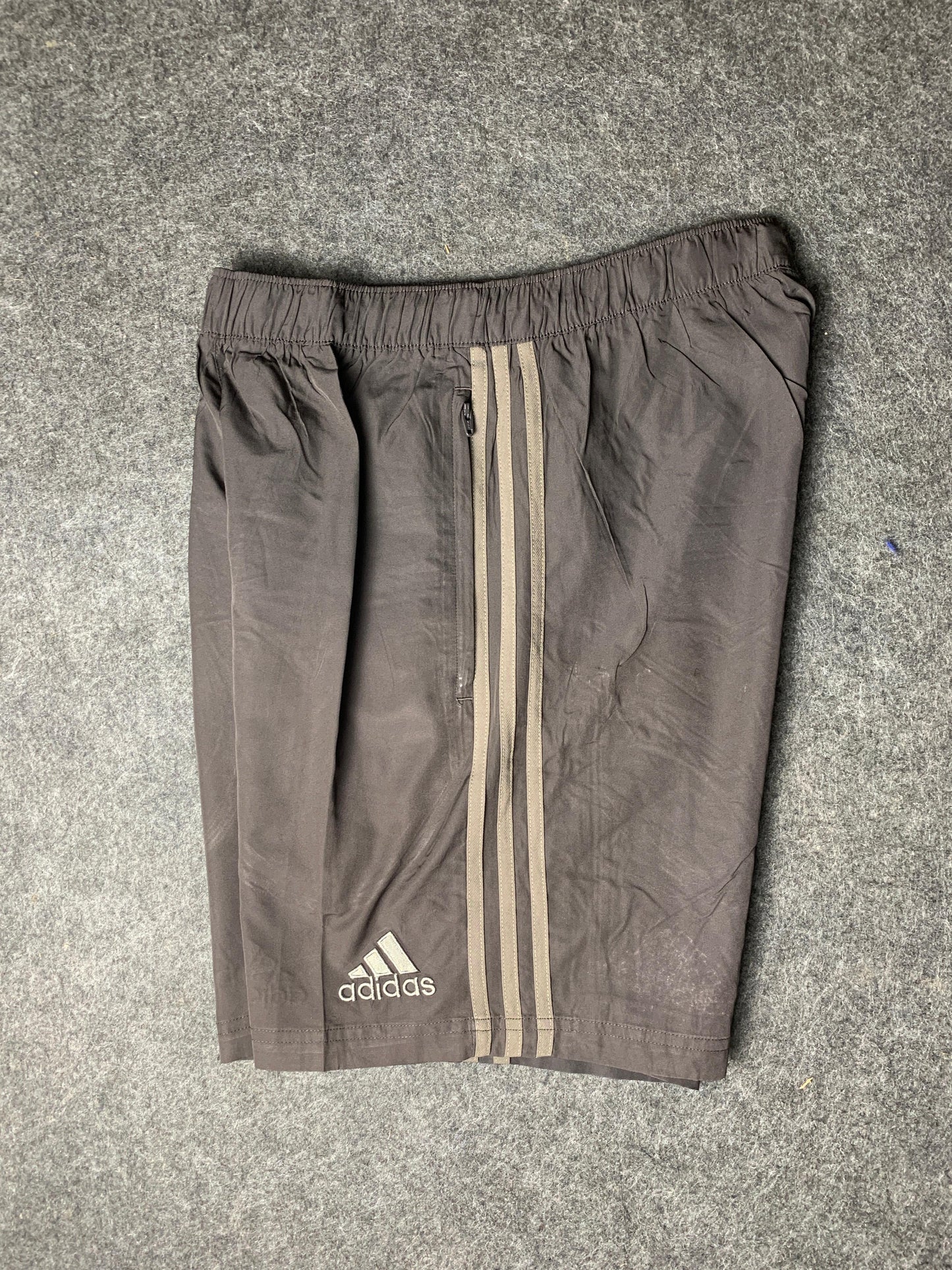 Adidas Brown Striped Shorts - Large