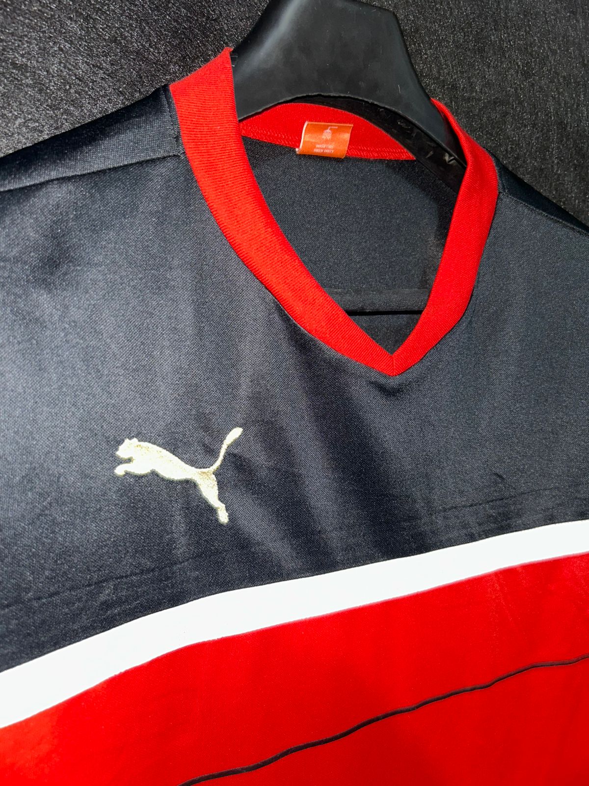 Puma Red Black V Neck - Large