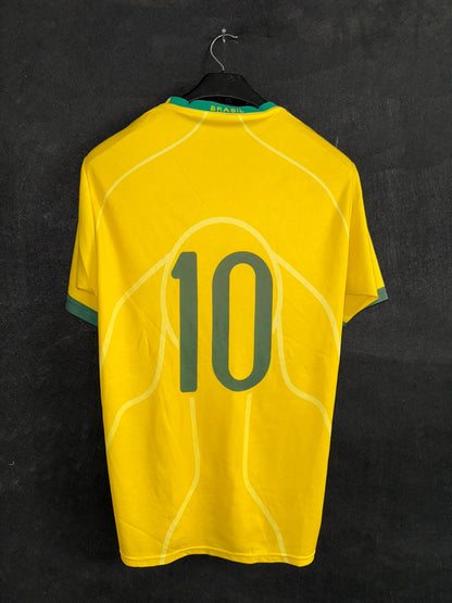 Football Yellow Brazil V Neck Shirt - Large