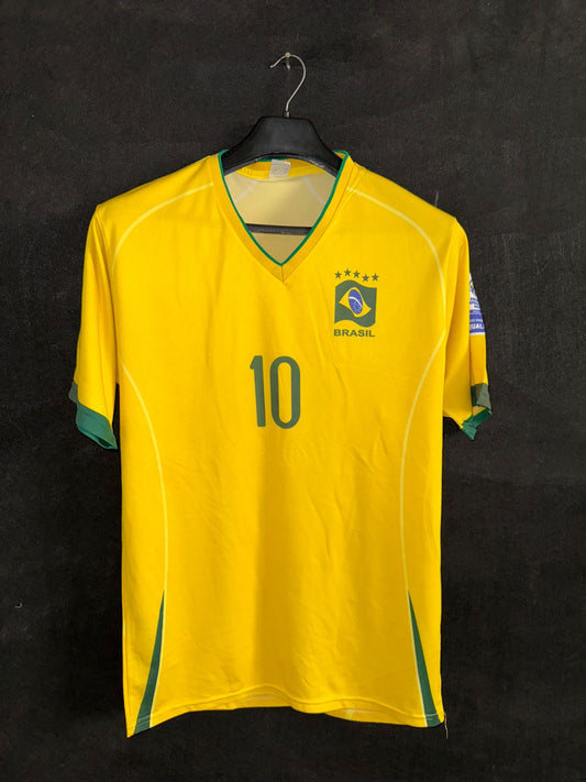 Football Yellow Brazil V Neck Shirt - Large