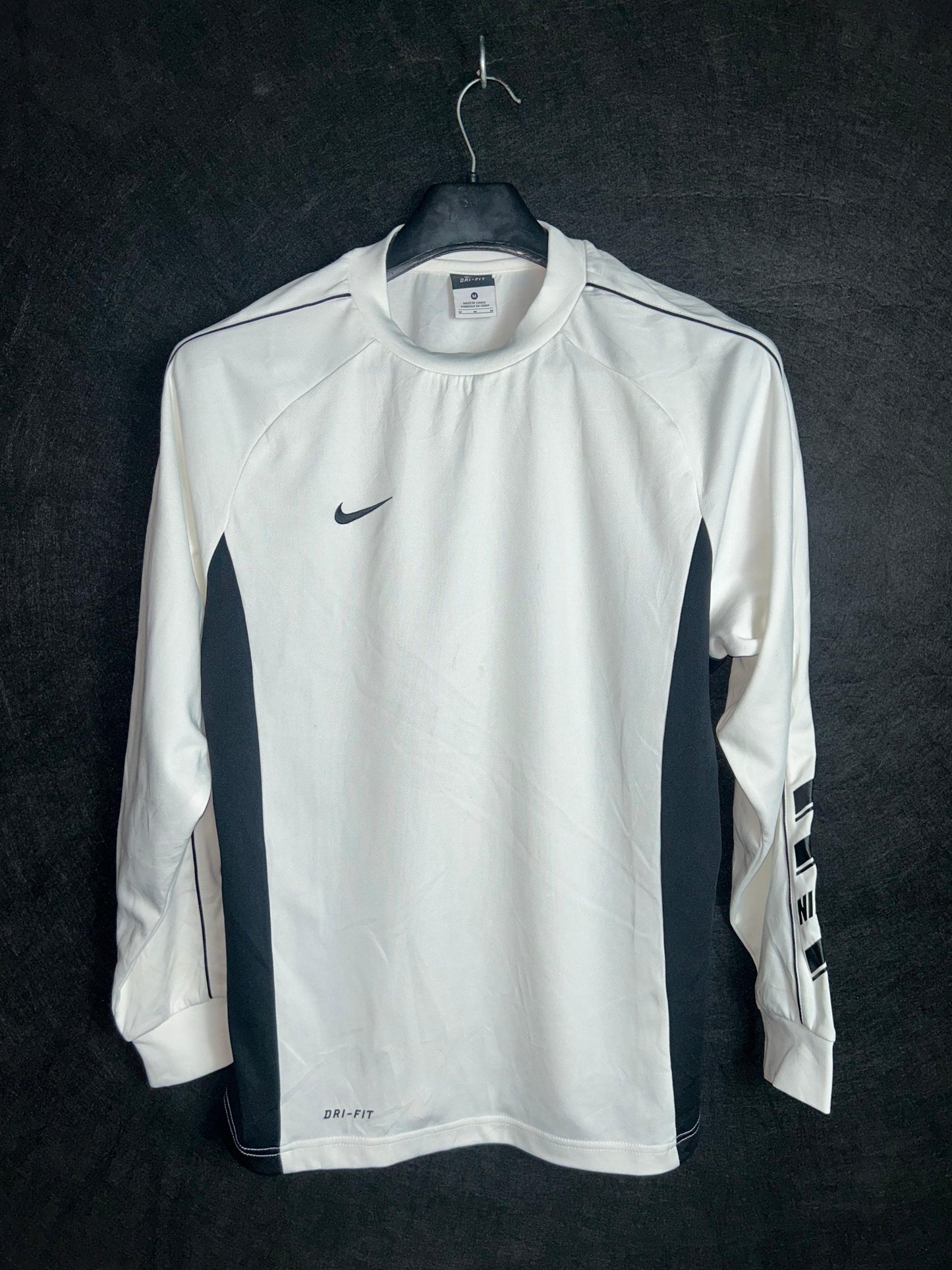 Nike White Round Neck Full Sleeves  - Medium