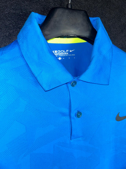 Nike Blue Textured Golf Polo - Medium