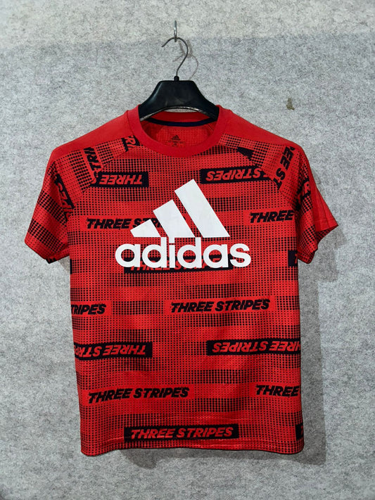 Adidas Logo Red Round Neck - Small