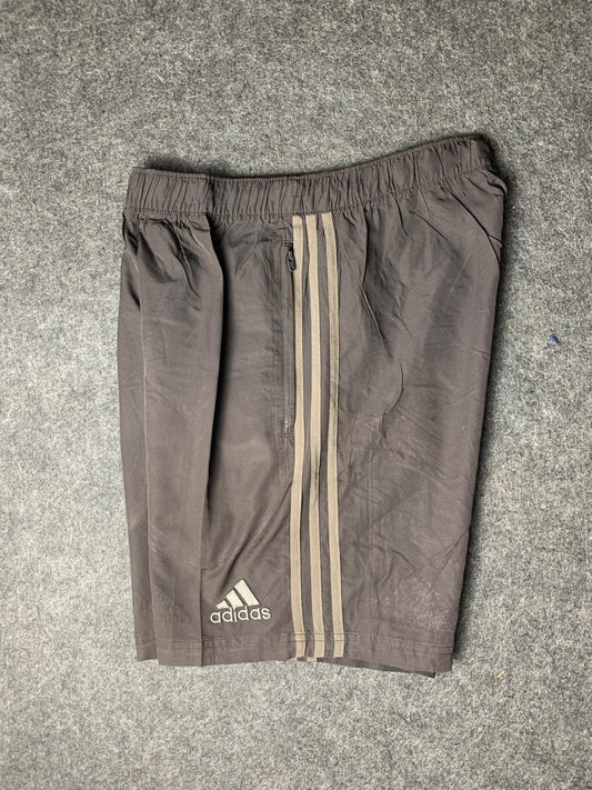 Adidas Brown Striped Shorts - Large