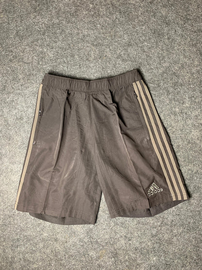 Adidas Brown Striped Shorts - Large