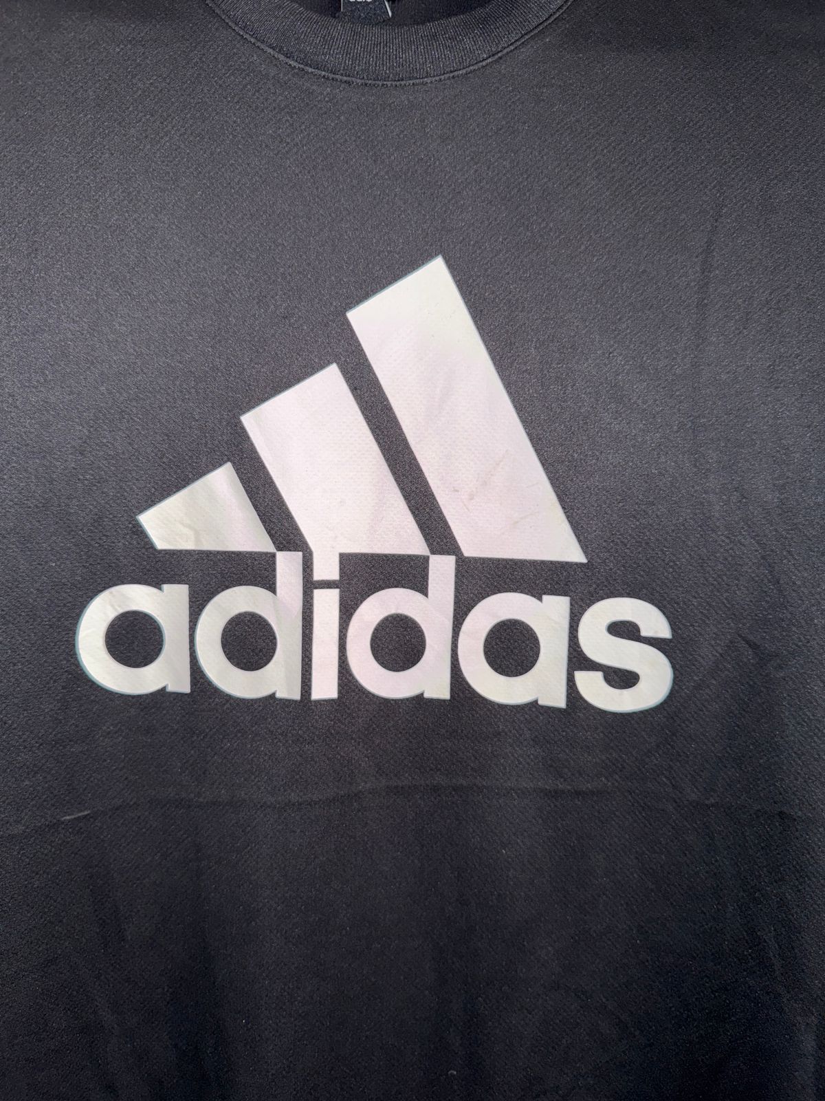 Adidas White Big Logo Shirt - Medium